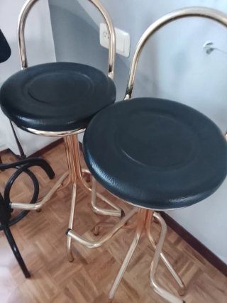 2 Sgabelli alti dorati e neri