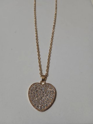 Collana con cuore strass colore argento e oro