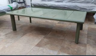 Tavolo da centro in ceramica/metallo verde per esterni