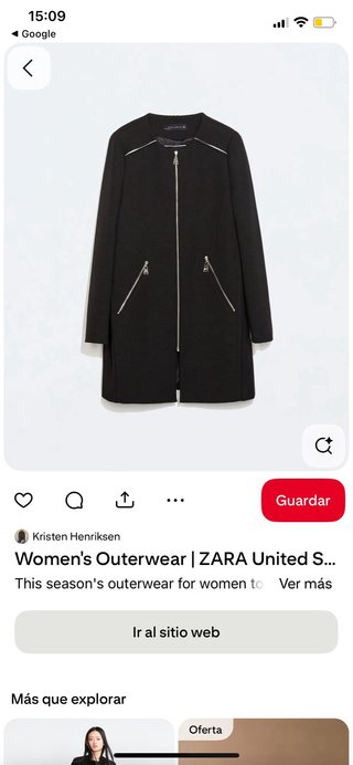 Abrigo Zara Negro Mujer TS