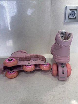 Patines en línea rosas con luces + bolsa transport