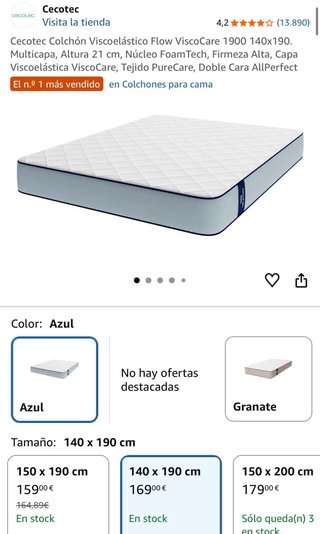 Colchón Cecotec Flow Viscoelástico Seminuevo