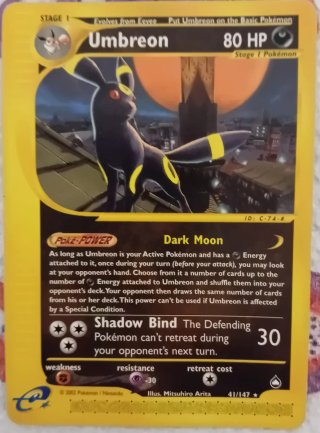 Carta Pokemon Umbreon 41/147 aquapolis  inglese