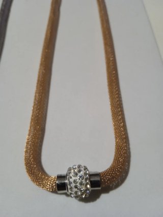 Collana donna colore oro e argento con strass