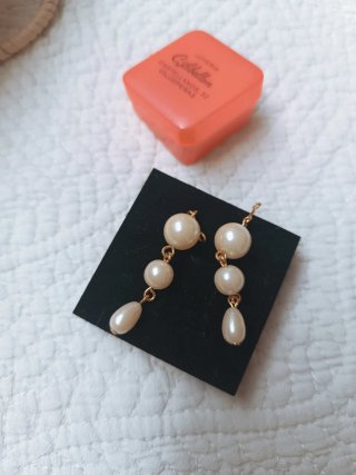 Pendientes antiguos baño oro 18k perlas