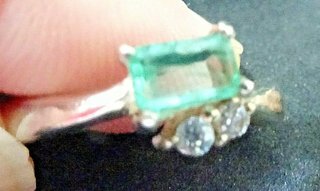 Anillo Plata Esmeralda Natural y Circonitas