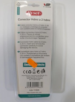 Cable Hyset HDMI 0.35m a 2 HDMI