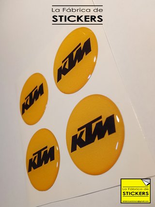 4 Pegatinas KTM Gota Resina 3cm Naranja/negro