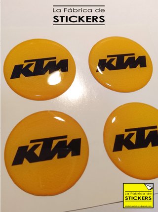 4 Pegatinas KTM Gota Resina 3cm Naranja/negro