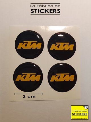 4 Pegatinas KTM Gota Resina 3cm Naranja/negro