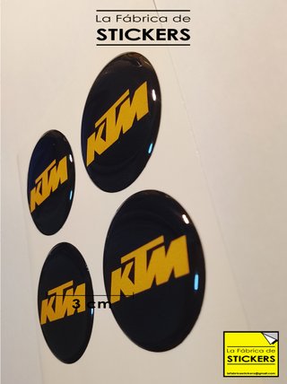 4 Pegatinas KTM Gota Resina 3cm Negro/naranja