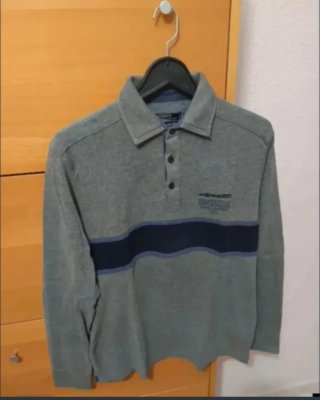 Polo manga larga Losan gris y azul