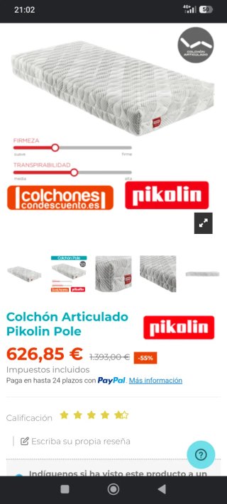 Colchón articulado pikolin 105x190