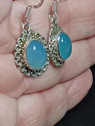 Pendientes Plata Ley calcedonia