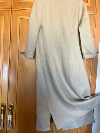 Vestido camisero de lino con manguita 3/4
