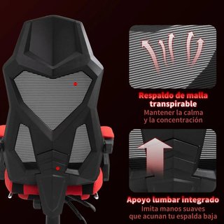 Silla Oficina Reclinable 135° con Reposapiés Roja