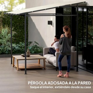 Pérgola Pared 2,4x2,4m Impermeable UV30+ Crema
