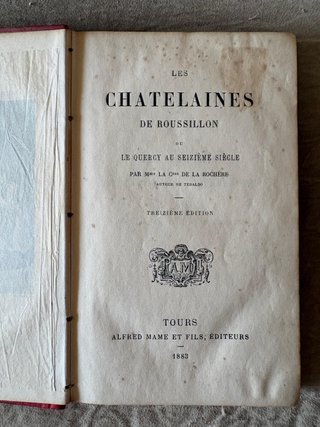 Libro francés 1883 Les Châtelaines de Roussillon