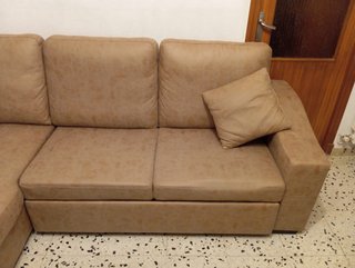 Divano Chaiselongue 3 Posti Beige/Marrone