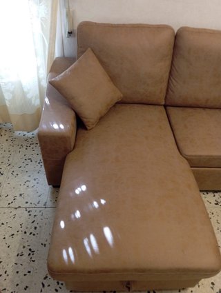 Divano Chaiselongue 3 Posti Beige/Marrone