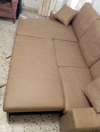 Divano Chaiselongue 3 Posti Beige/Marrone