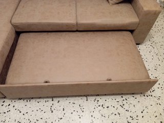 Divano Chaiselongue 3 Posti Beige/Marrone