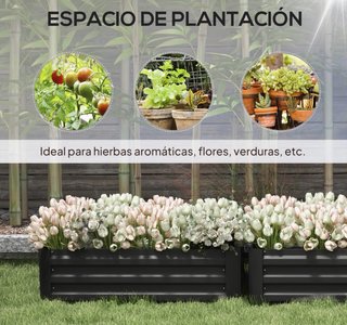 Juego 2 jardineras metálicas negras