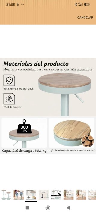 Juego de 4 Taburetes de Bar