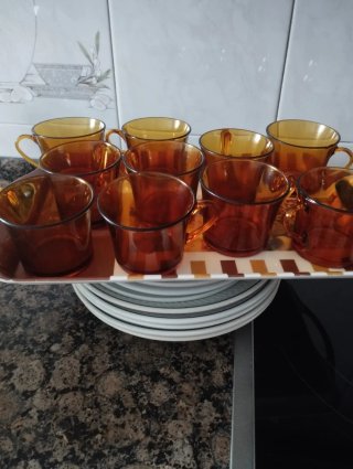 Juego de 10 vasos ámbar