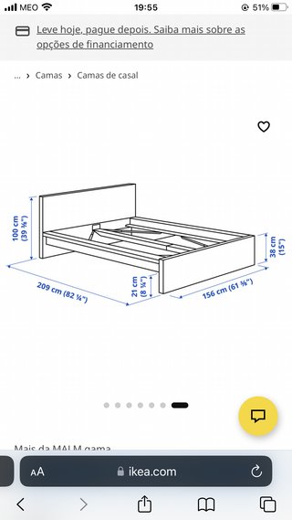 Cama de casal, incluindo 2 ripas e com colchão