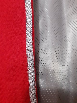 Chaqueta tweed rojo y plata