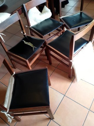 6 Sillas de Comedor Madera y Tela