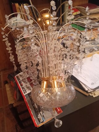 Lámpara de techo cristal de roca y metal