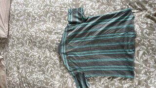 Camisa Vintage Rayas Grises y Turquesa
