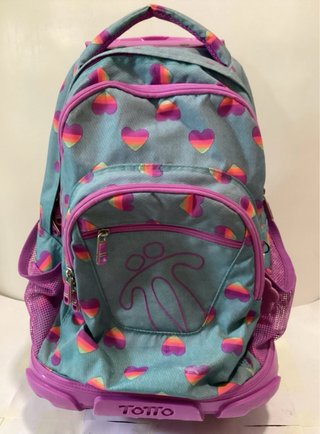 Mochila Totto con ruedas y estampado de corazones