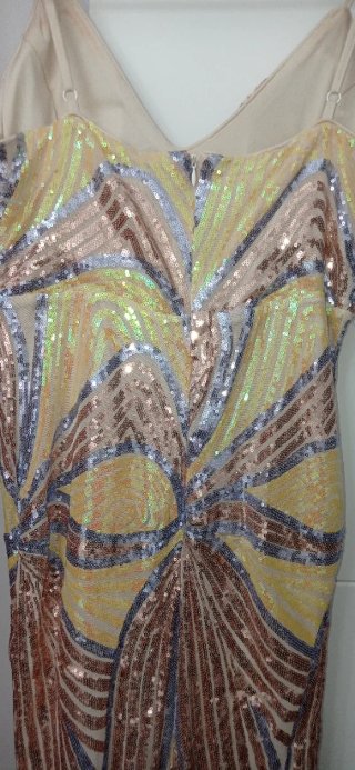 Vestido de fiesta lentejuelas oro y plata