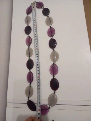 Collar largo óvalos gris y morado