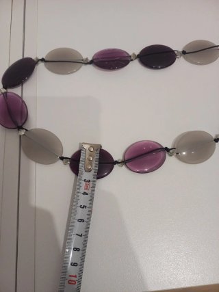 Collar largo óvalos gris y morado