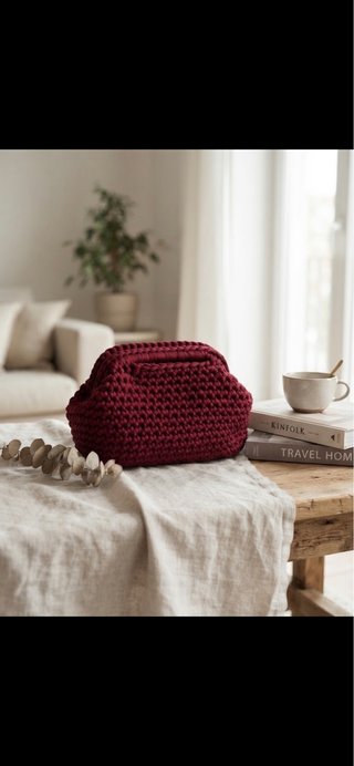Clutch uncinetto fatta a mani bordeaux