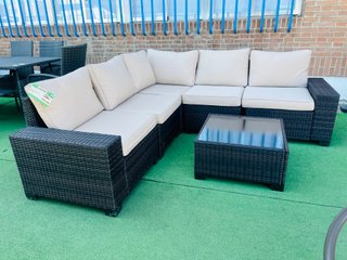 Conjunto Rinconera Jardín Ratán y Cristal