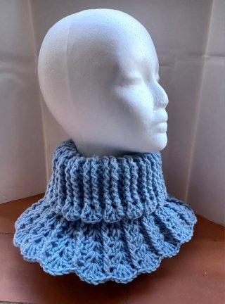Cuello bufanda azul tejido ganchillo unisex