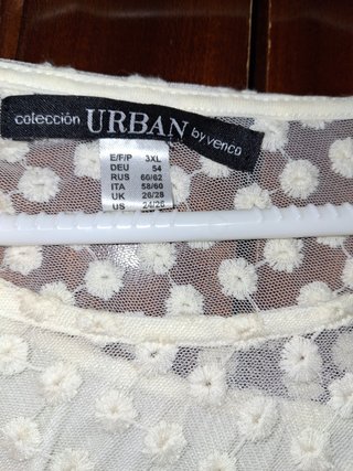 Blusa URBAN manga larga encaje blanco
