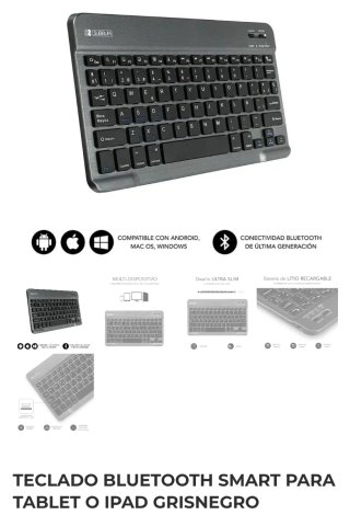 Teclado Bluetooth Subblim Grigio Nero per Tablet iPad