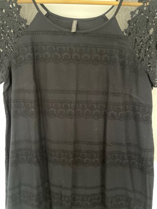 Vestido Naf Naf Negro Encaje