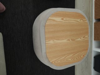 Puf/mesa centro con almacenaje tela beige