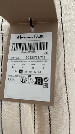 Pantalón Massimo Dutti Lino Rayas Beige