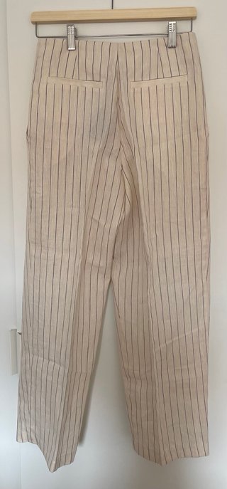 Pantalón Massimo Dutti Lino Rayas Beige