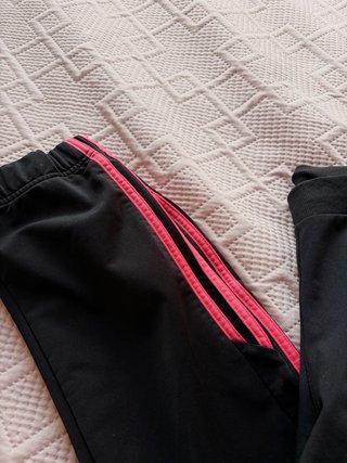 Calças de Treino Adidas Pretas c/ Riscas Rosa