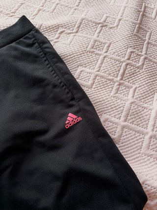 Calças de Treino Adidas Pretas c/ Riscas Rosa