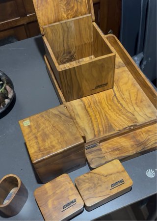Conjunto Escritorio Vintage Madera Olivo